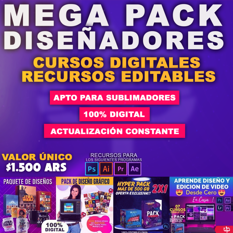 MEGA PACK Cursos y Recursos Diseño Gráfico – UP DISEÑO DIGITAL